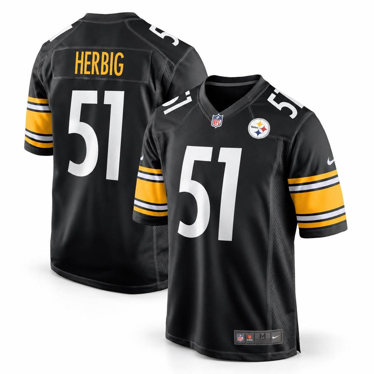 Men's Pittsburgh Steelers Nick Herbig Black Game Jersey JS8815 - 1