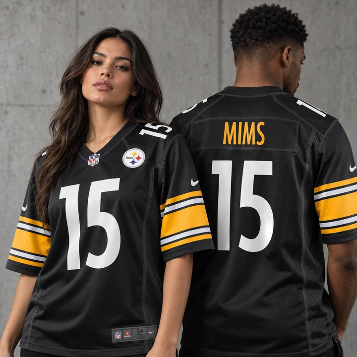 Black White Gold Pittsburgh Inspired Denzel Mims 15 Football Jersey