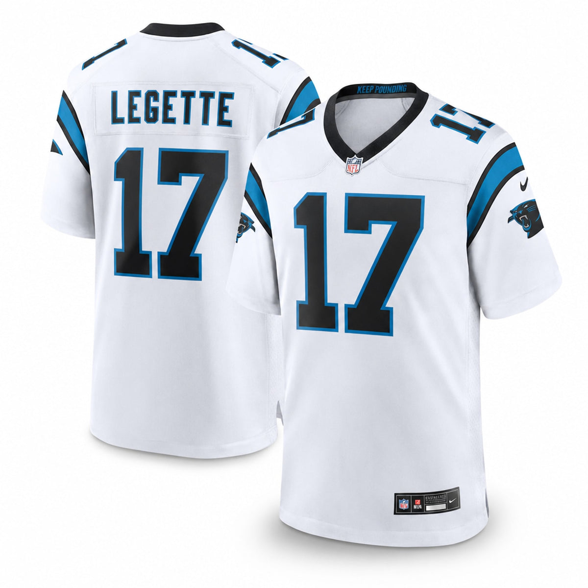 Carolina Panthers Xavier Legette White Game Jersey - 1