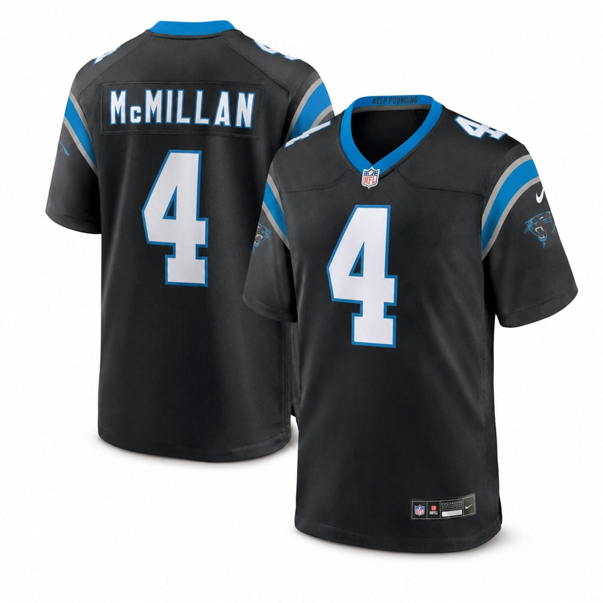 Carolina Panthers Tetairoa McMillan Black Game Jersey - 1