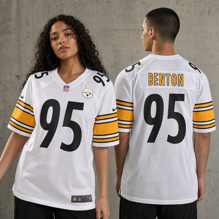 White Black Gold Pittsburgh Inspired Keeanu Benton 95 Football Jersey