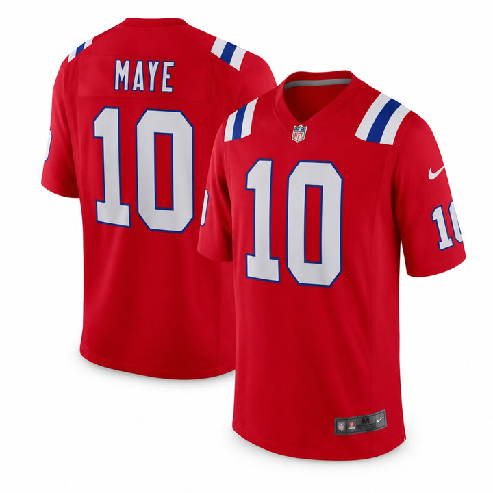 New England Patriots Drake Maye Red Game Jersey