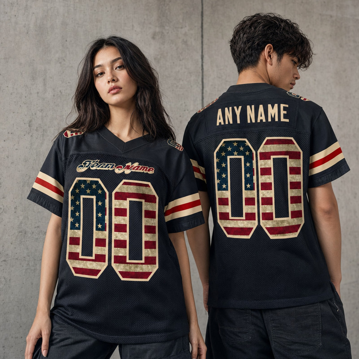Recycled Polyester Football Jersey Vintage Flag Style - 2