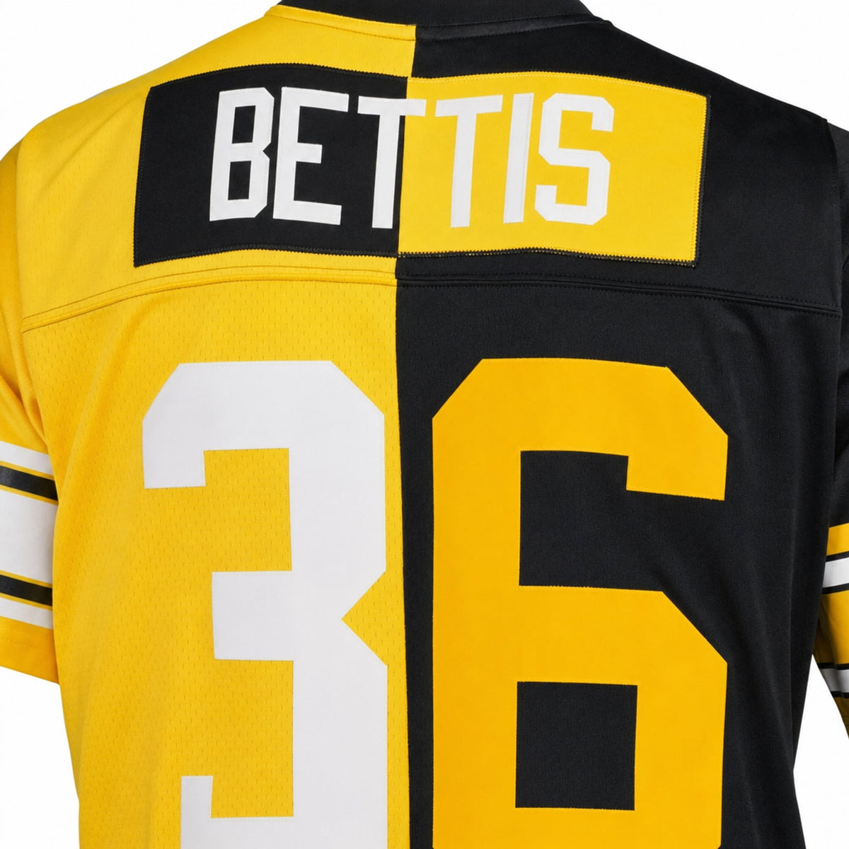 Men's Pittsburgh Steelers Jerome Bettis Mitchell & Ness Black/Gold Big & Tall Split Legacy Retired Player Jersey JS5903 - 5