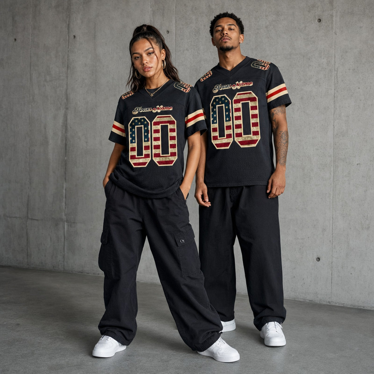Recycled Polyester Football Jersey Vintage Flag Style - 3