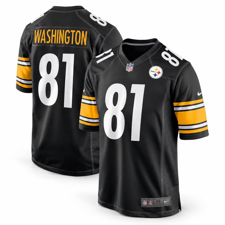 Black White Gold Pittsburgh Inspired Scotty Washington 81 Football Jersey