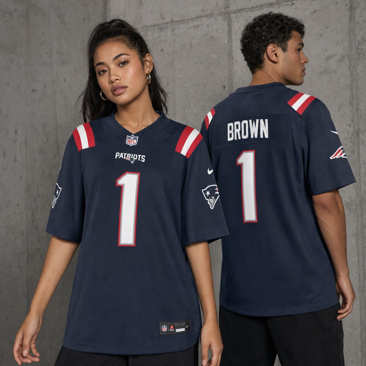 New England Patriots A.J. Brown Navy Game Jersey - 2