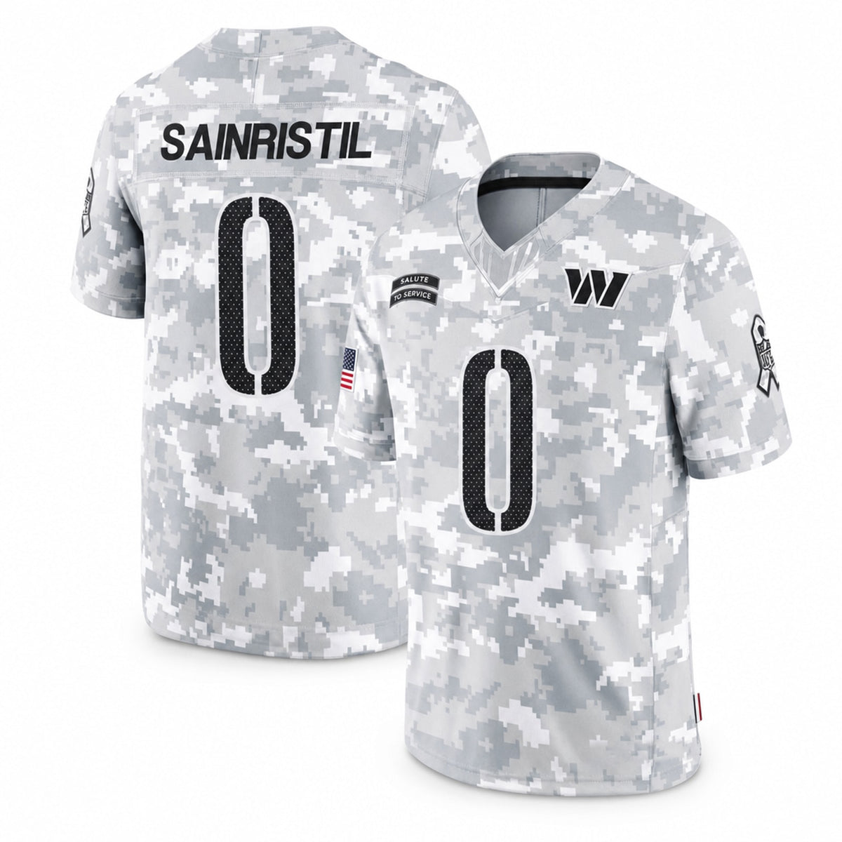 W.Commanders #0 Mike Sainristil Salute to Service Limited Jersey - 1