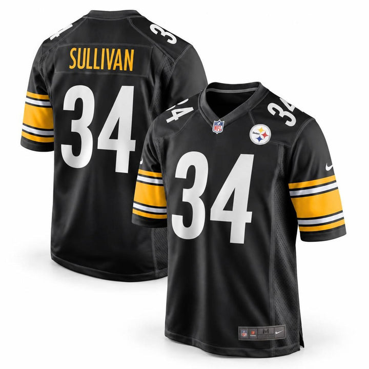 Black White Gold Pittsburgh Steelers Inspired Chandon Sullivan 34 Football Jersey