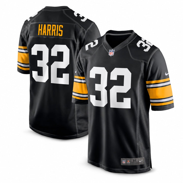 Black White Gold Pittsburgh Inspired Franco Harris 32 Football Jersey