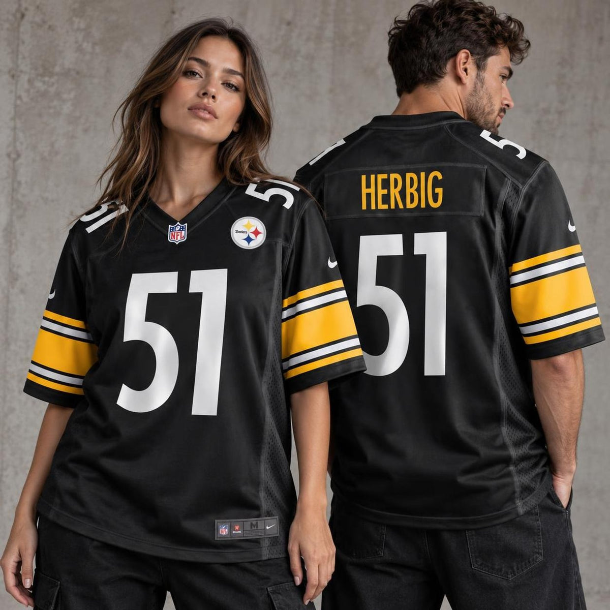 Men's Pittsburgh Steelers Nick Herbig Black Game Jersey JS8815 - 2