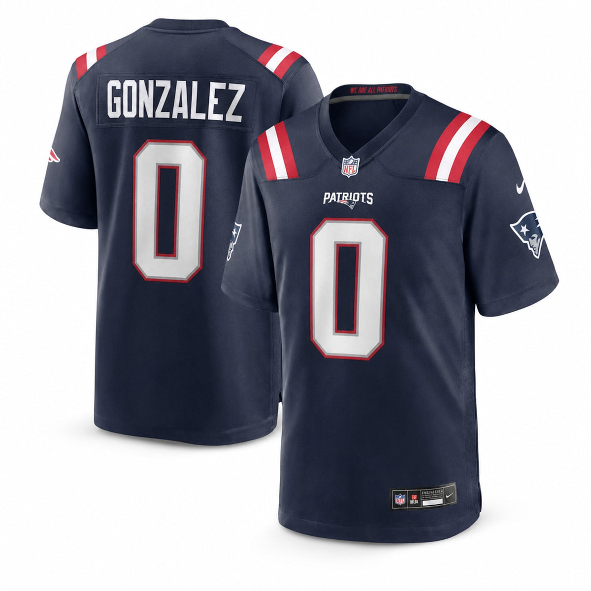 New England Patriots Christian Gonzalez Navy Game Jersey - 1