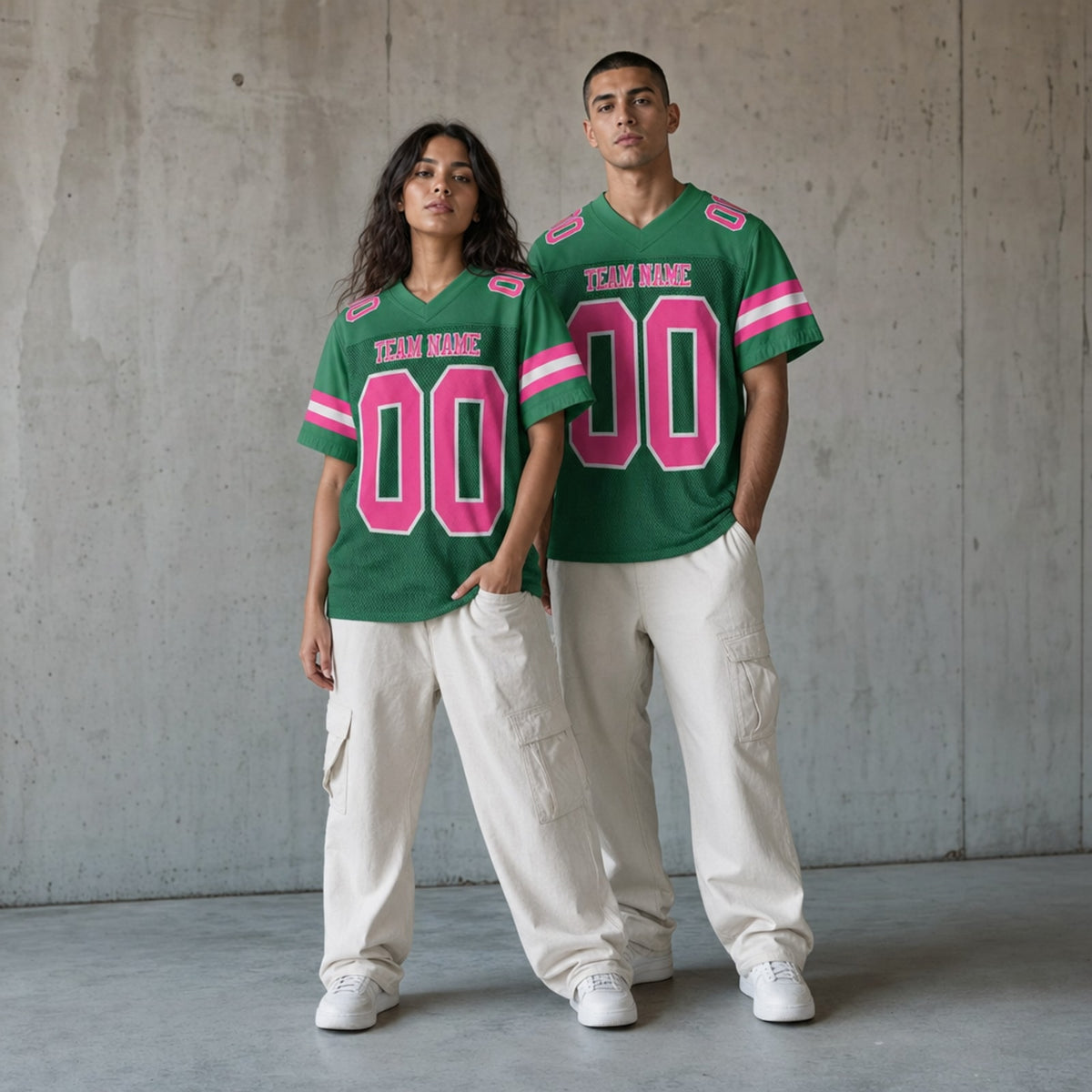 Green Pink Mesh Football Jersey Personalized Name Number - 3