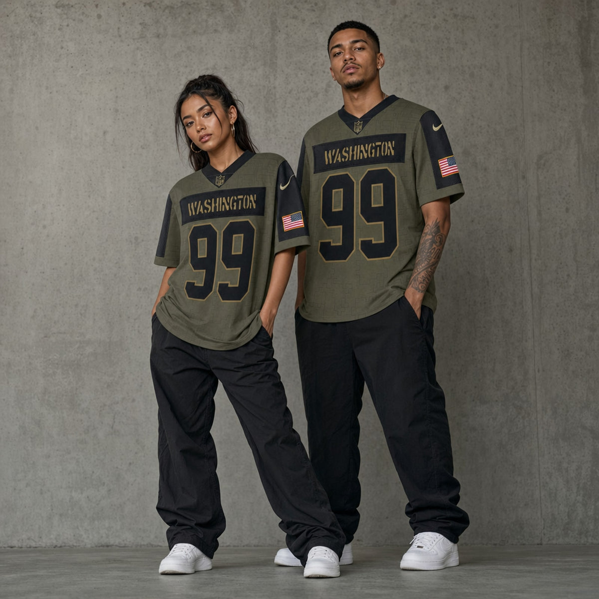 W.Commanders Chase Young Olive 2021 Salute To Service Jersey - 3