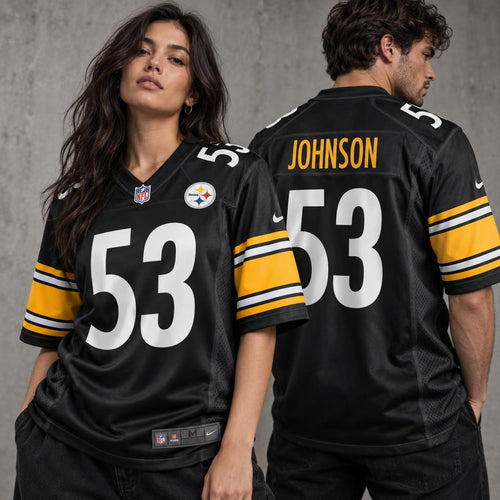 Men's Pittsburgh Steelers Kyron Johnson Black Game Jersey JS4626 - 2