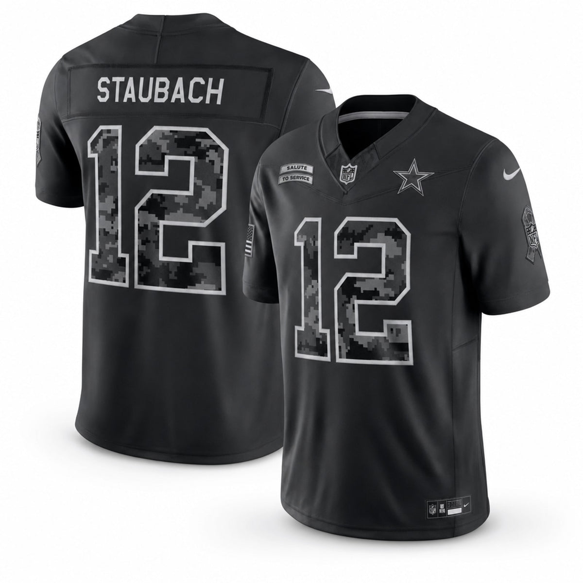 Dallas Cowboys Roger Staubach Polyester Jersey Stitched Detail - 1