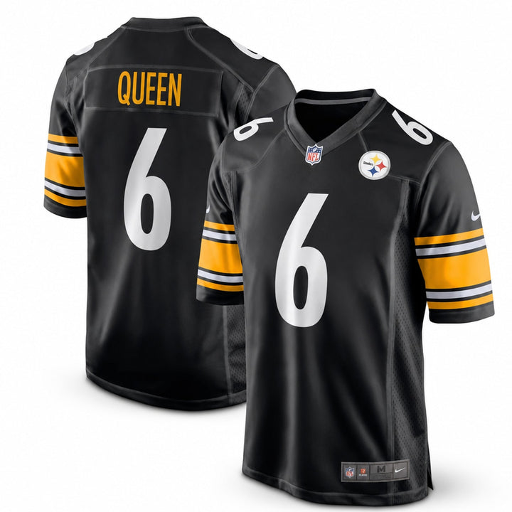 Black White Gold Pittsburgh Inspired Patrick Queen 6 Football Jersey