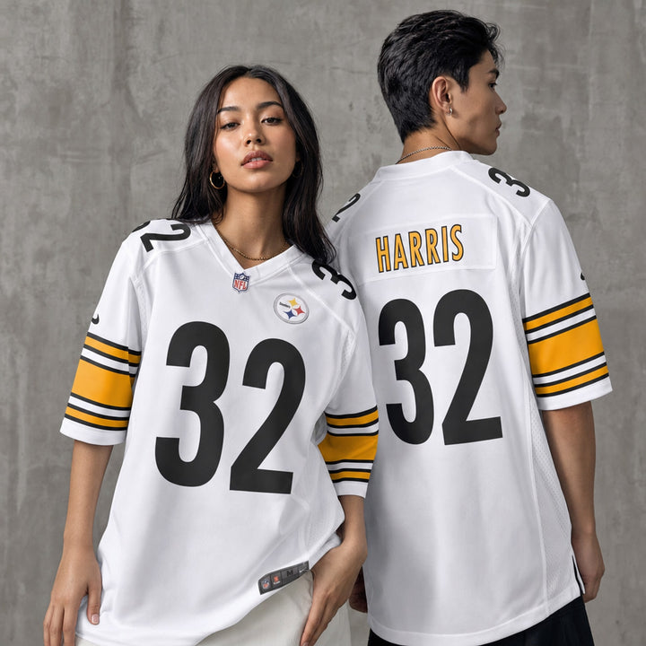 White Black Gold Pittsburgh Inspired Franco Harris 32 Football Jersey