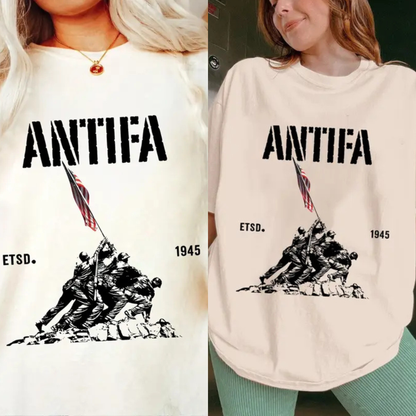 Antifa Est. 1945 Bold Graphic Tee Patriotic Fight Fascism Shirt.png