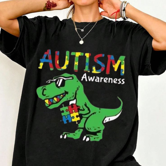 Ausome Dino Colorful Autism Tee Cute Dinosaur Graphic Shirt.png
