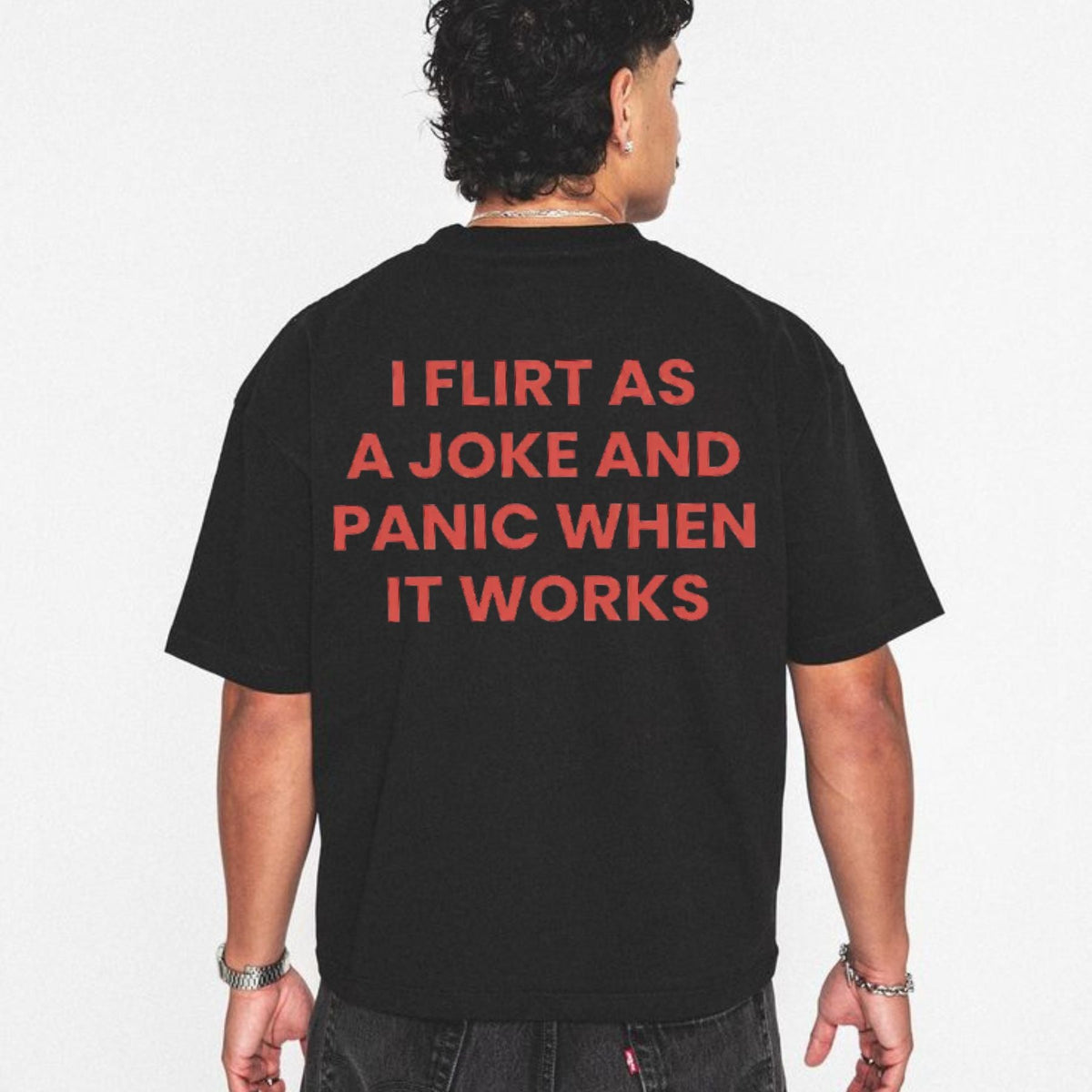 I Flirt As A Joke Funny T Shirt Sarcastic Social Anxiety Graphic Tee Premium 100 Cotton Relatable Introvert Top Made in USA.jpg