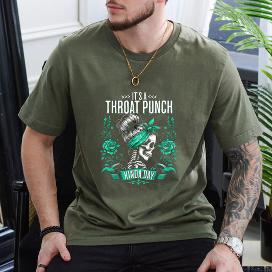It s That Kind of Day Skull Roses T Shirt Edgy Biker Style Graphic Tee Unisex Cotton Shirt.jpg