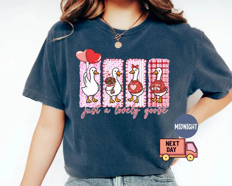 Just A Lovely Goose Valentine Shirt Funny Silly Goose Comfort Colors Tee.jpg