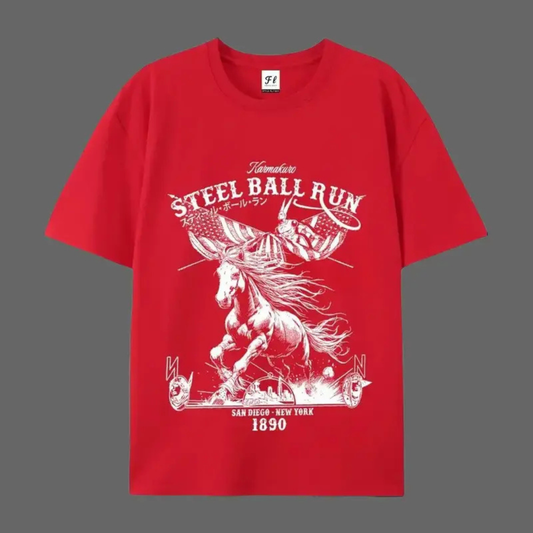SBR Horse Racing American Flag T Shirt Retro Western Anime Style Graphic Tee Unisex Cotton Shirt.png