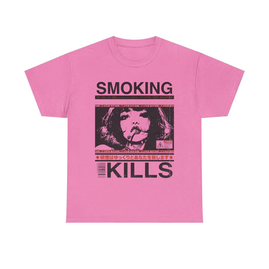Smoking Kills Manga Style T Shirt Retro Anime Aesthetic Graphic Tee Unisex Cotton Shirt.jpg