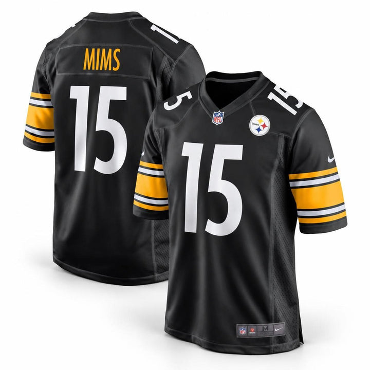 Black White Gold Pittsburgh Inspired Denzel Mims 15 Football Jersey