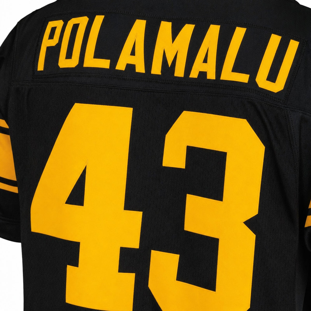 Men's Pittsburgh Steelers 2008 Troy Polamalu Mitchell & Ness Black Throwback Retired Player Jersey JS9531 - 5