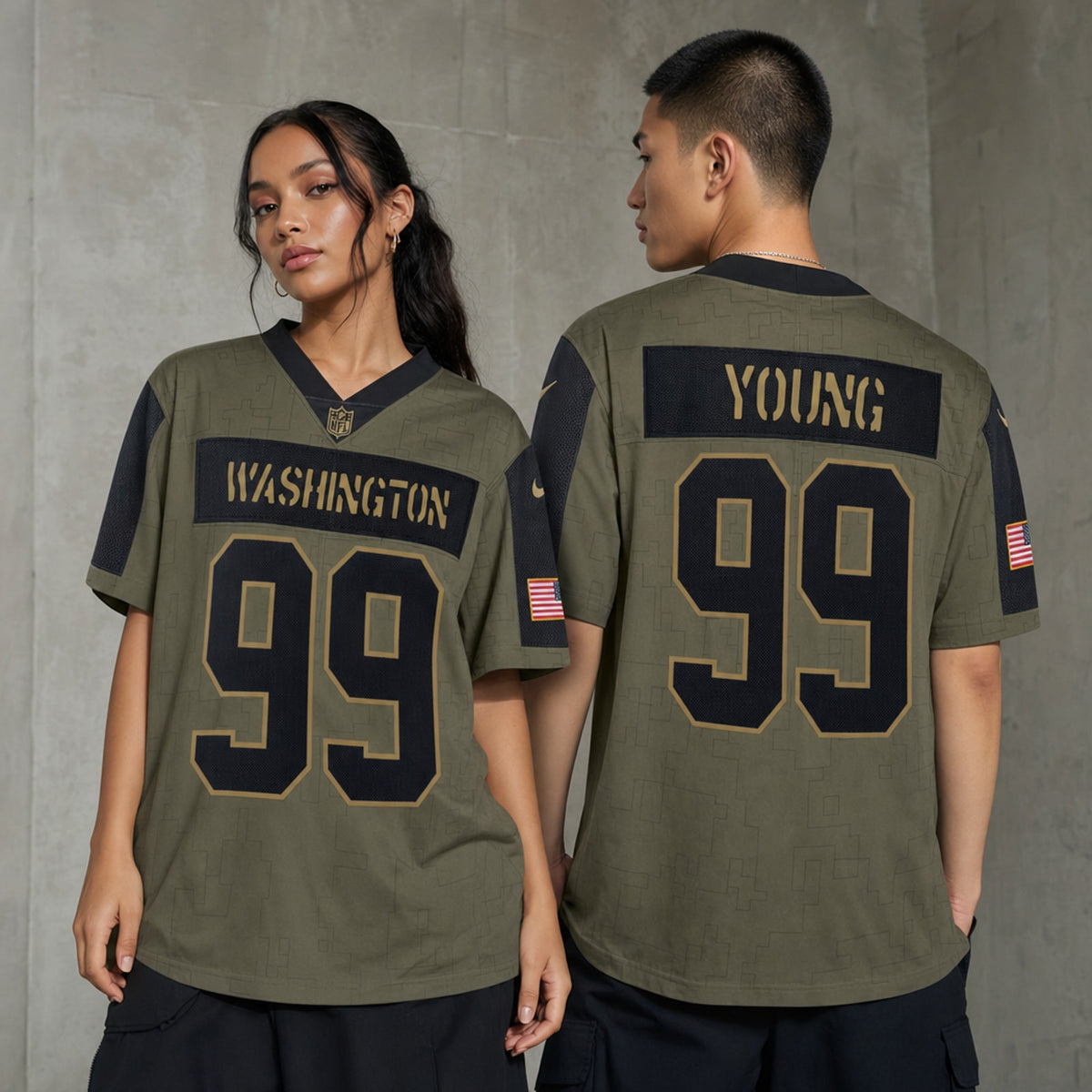W.Commanders Chase Young Olive 2021 Salute To Service Jersey - 2