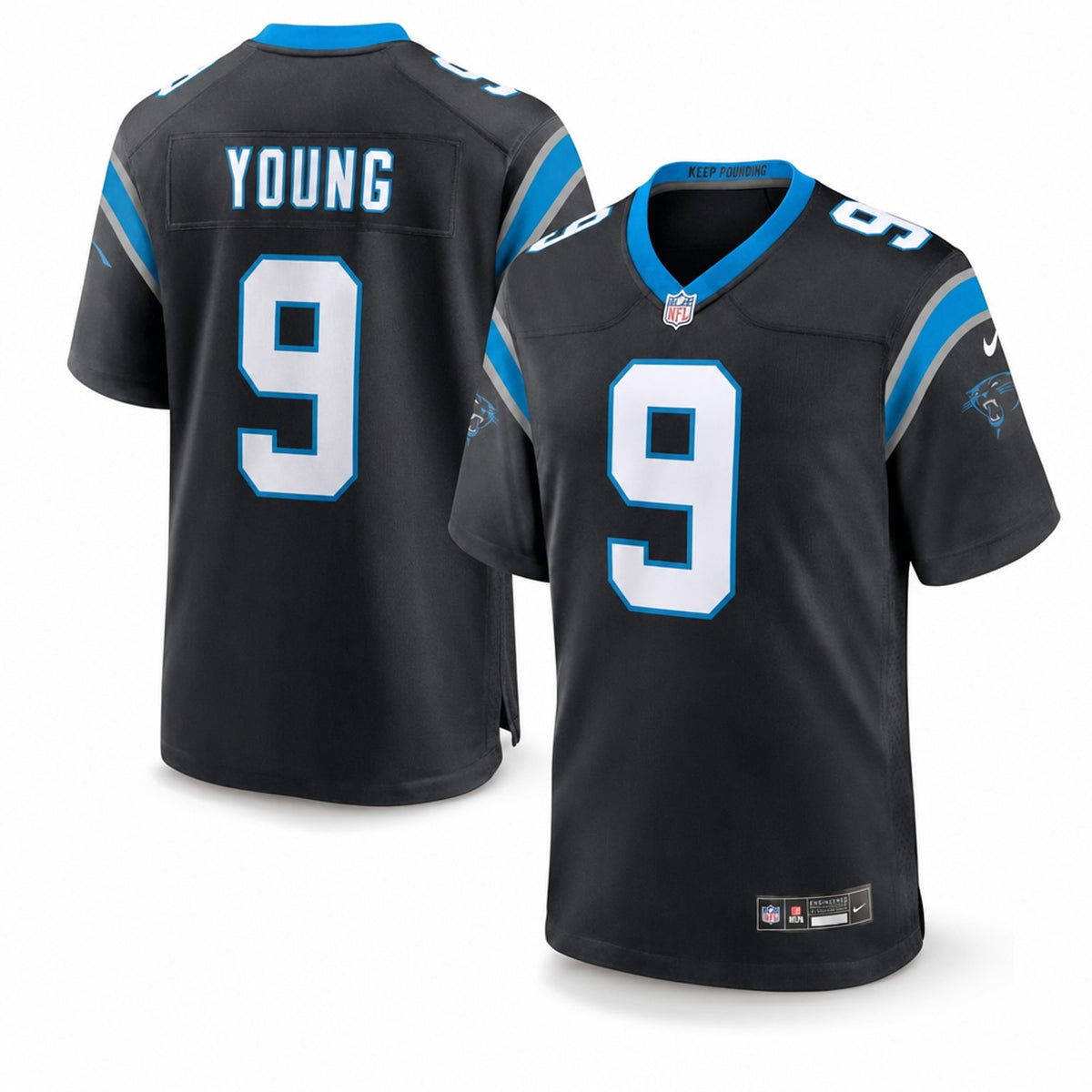 Carolina Panthers Bryce Young Black Game Jersey - 1