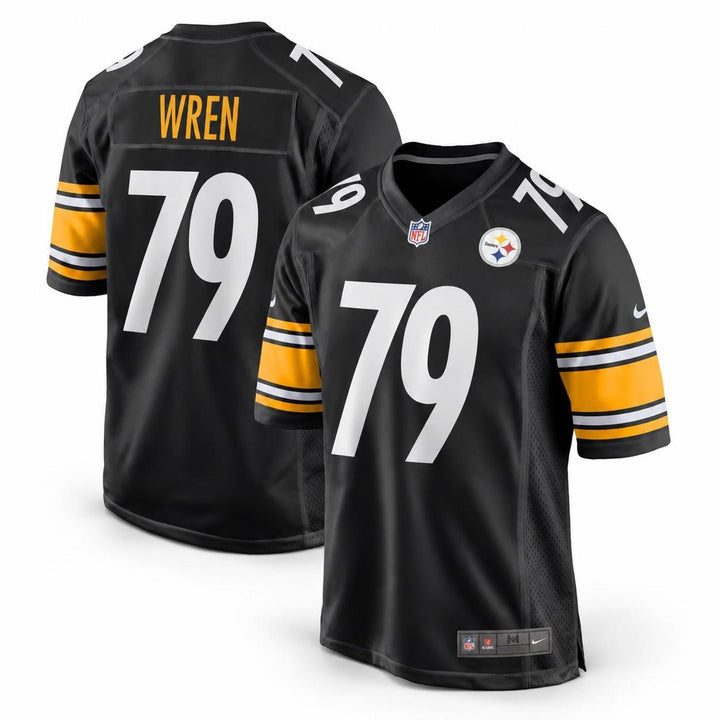 Black White Gold Pittsburgh Inspired Renell Wren 79 Football Jersey