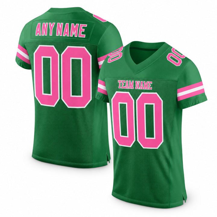 Green Pink Mesh Football Jersey Personalized Name Number
