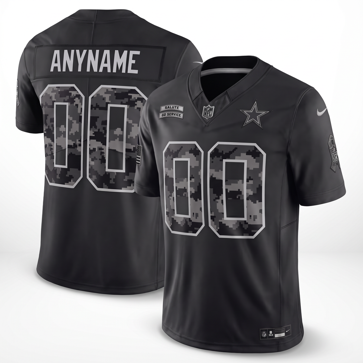 Black Gray Dallas Cowboys Star Inspired Football Jersey Personalized Name Number Shirt