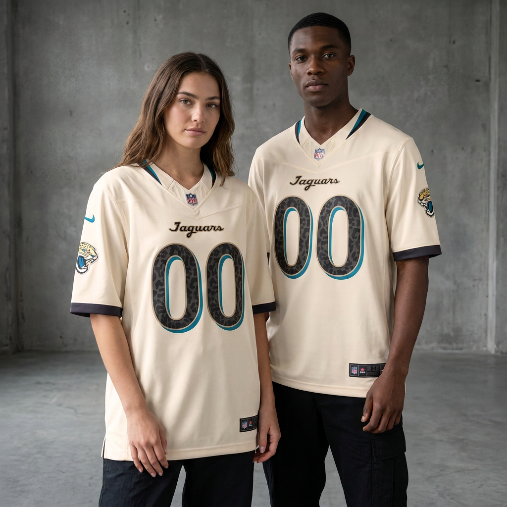 Cream Black Teal Jacksonville Jaguars Inspired Football Jersey Personalized Name Number Shirt