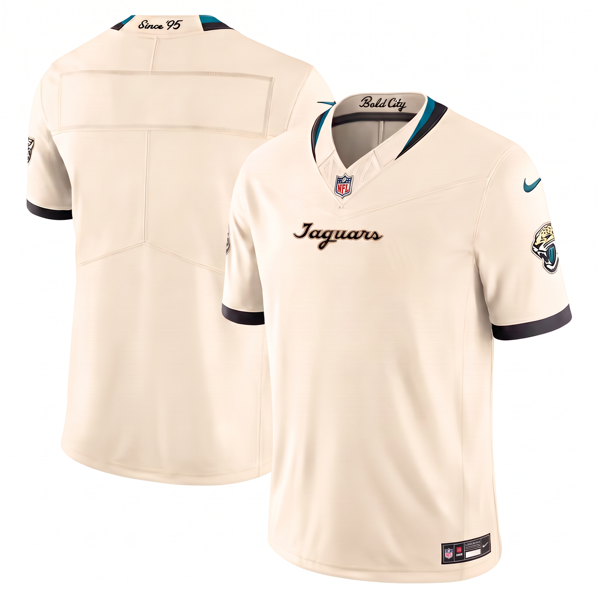 Cream Black Teal Jacksonville Jaguars Inspired Football Jersey Personalized Name Number Shirt