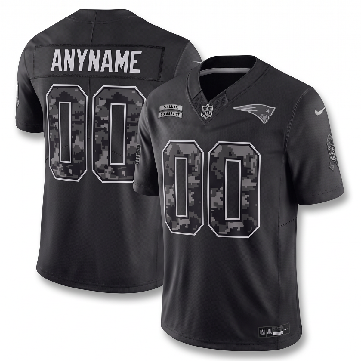 Black Gray New England Patriots Inspired Football Jersey Personalized Name Number Shirt
