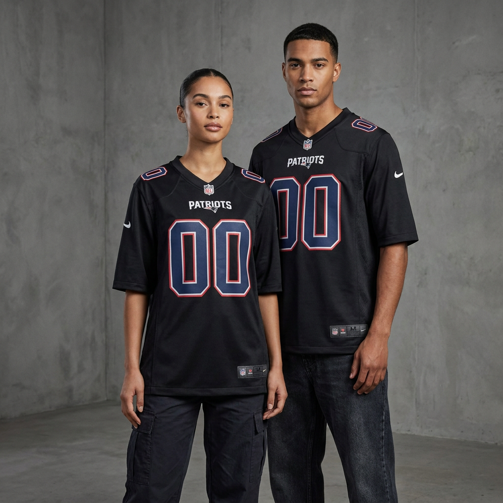 Black New England Patriots Inspired Football Jersey Personalized Name Number Shirt