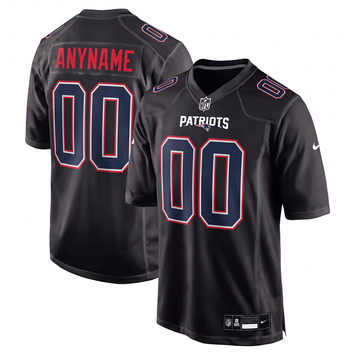 Black New England Patriots Inspired Football Jersey Personalized Name Number Shirt