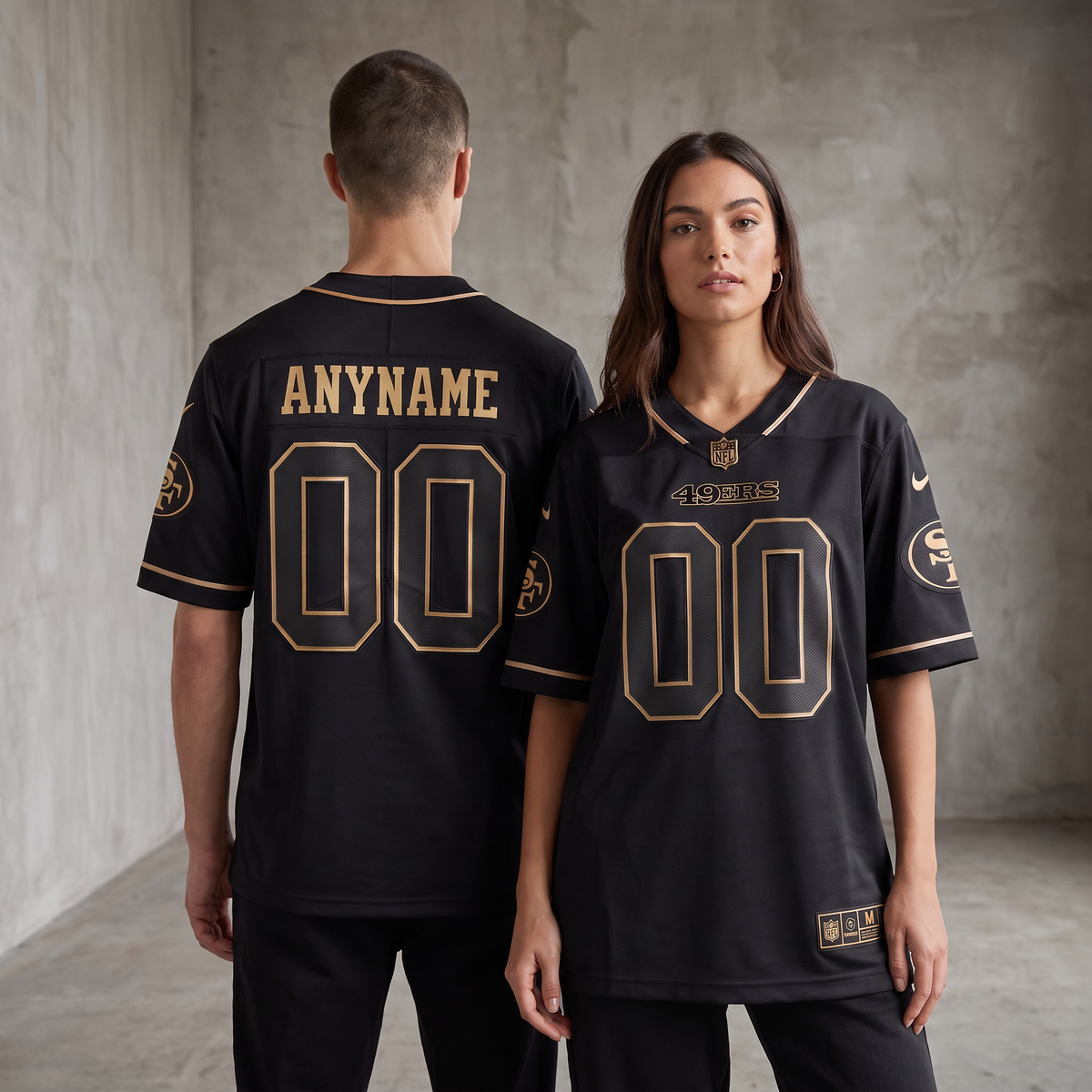 Black San Francisco 49ers Style Football Jersey Personalized Name Number Shirt