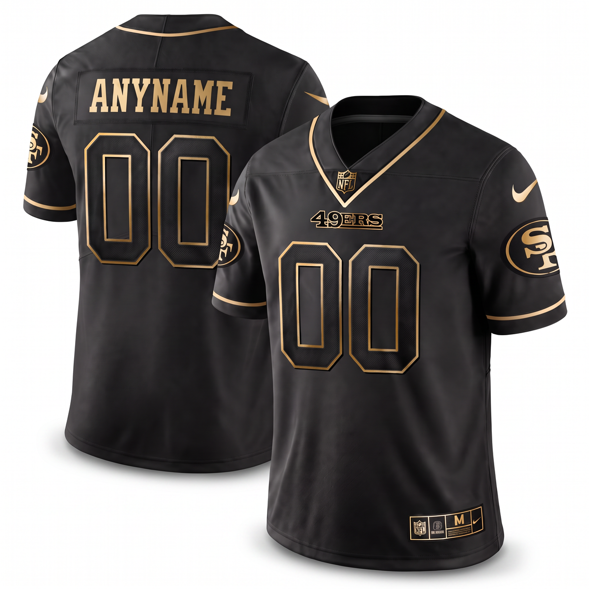 Black San Francisco 49ers Style Football Jersey Personalized Name Number Shirt
