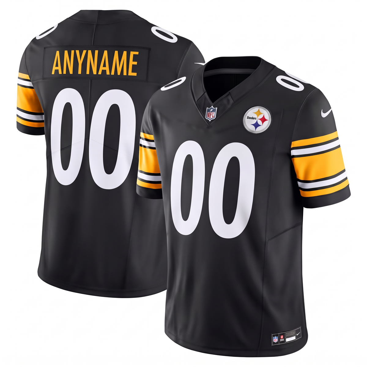 Black Yellow White Pittsburgh Steelers Inspired Football Jersey Personalized Name Number Shirt
