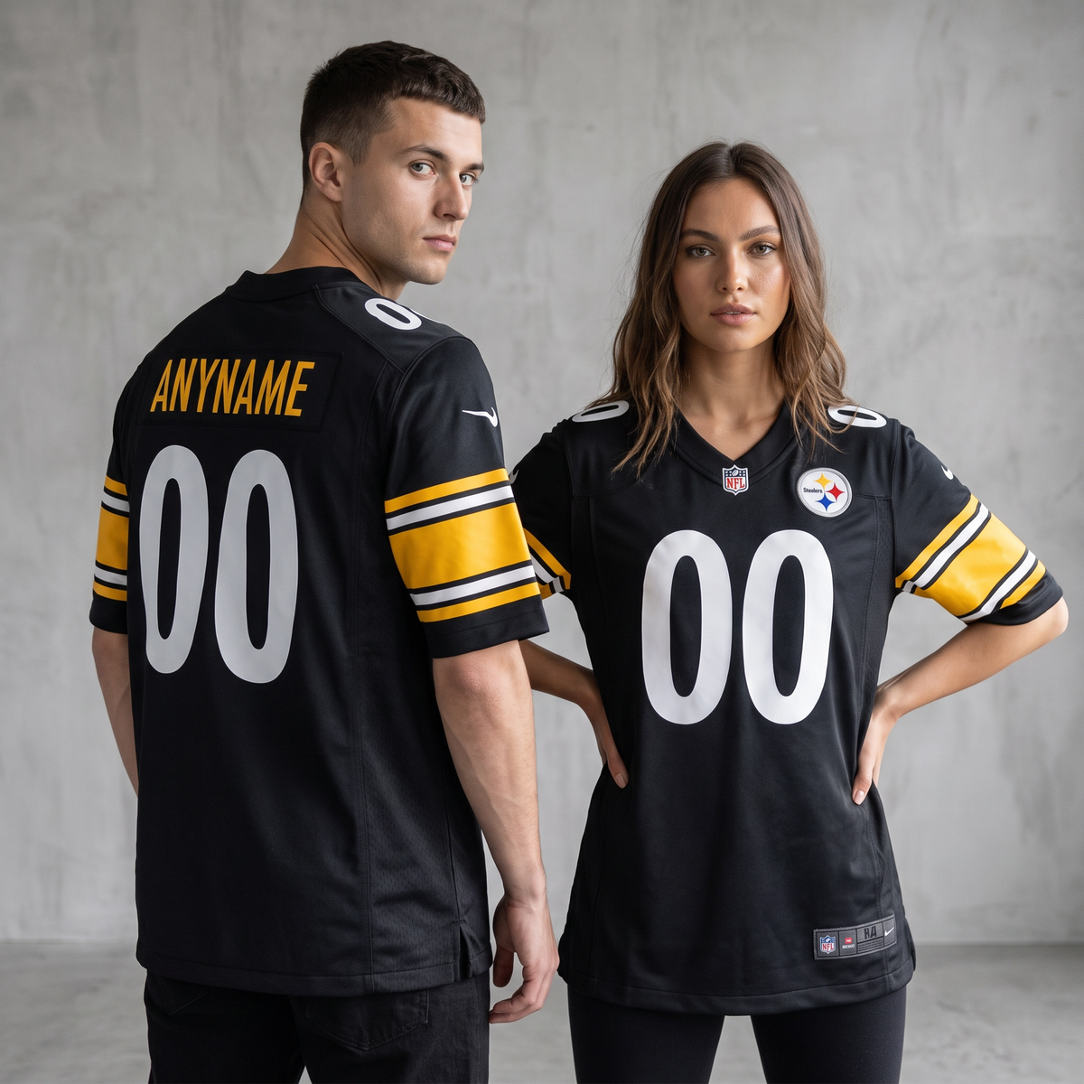 Black Yellow White Pittsburgh Steelers Inspired Football Jersey Personalized Name Number Shirt