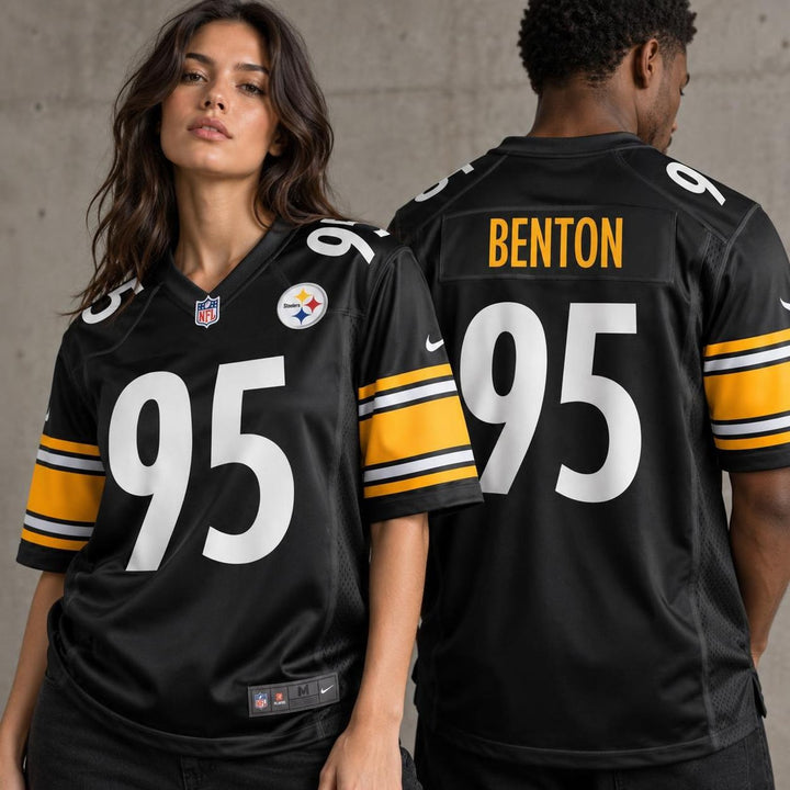 Black White Gold Pittsburgh Inspired Keeanu Benton 95 Football Jersey