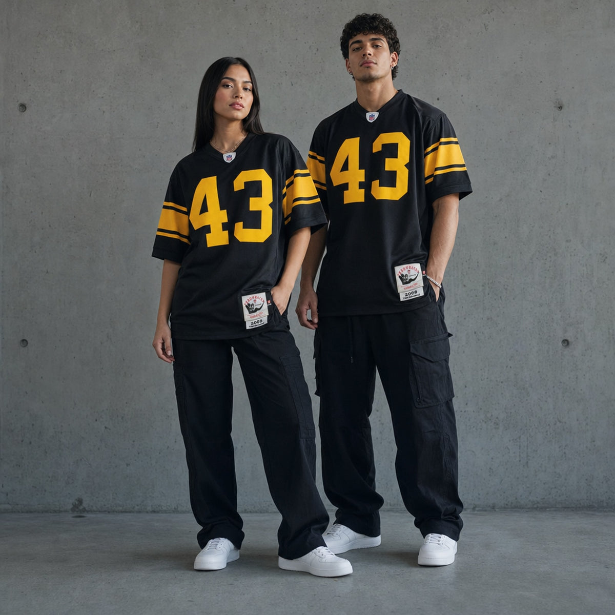 Men's Pittsburgh Steelers 2008 Troy Polamalu Mitchell & Ness Black Throwback Retired Player Jersey JS9531 - 3