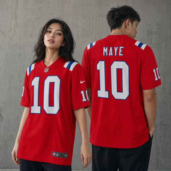 New England Patriots Drake Maye Red Game Jersey