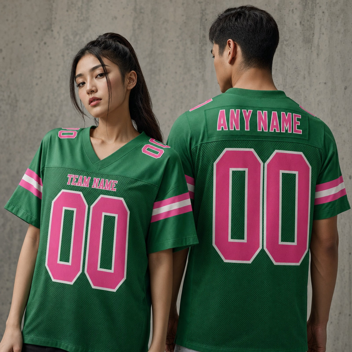 Green Pink Mesh Football Jersey Personalized Name Number - 2