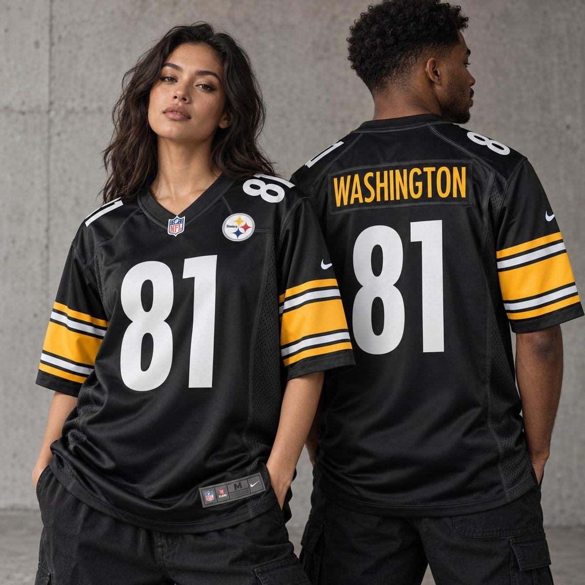 Men's Pittsburgh Steelers Scotty Washington Black Game Jersey JS3742 - 2